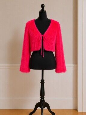 Shein Red Fuzzy Women's Cardigan